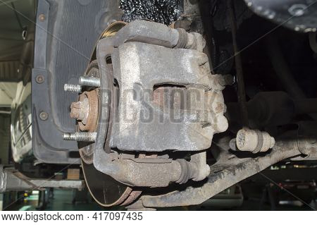 Vehicle Chassis Elements On The Side Of The Removed Front Right Wheel