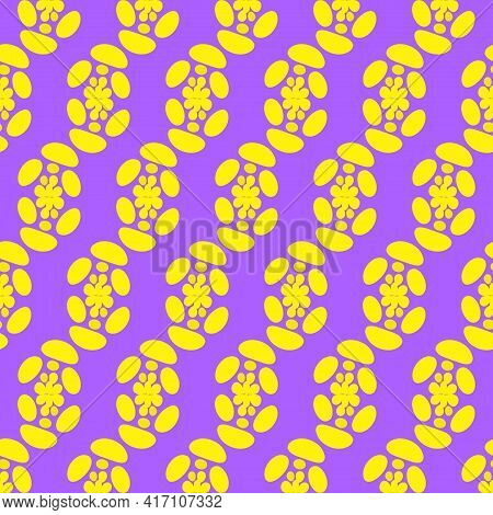Ornament Yellow Blooper, Oval. Seamless Pattern. For Backgrounds And Textures. Illustration.