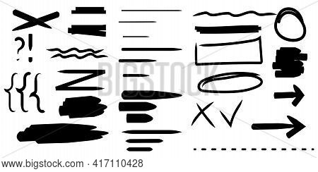 Black Shapes Marker On Light Background. Grunge Texture. Stock Image. Vector Illustration. Eps 10.