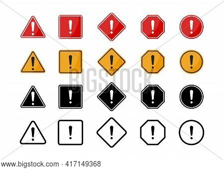 Warning Hazard Attantion Sign, Icon. Vector Isolated Sign With Exclamation Mark. Warning Sign. Hazar