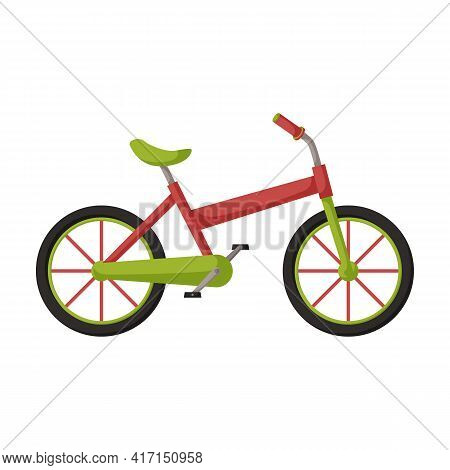 Child Bicycle Isolated Cartoon Icon. Vector Illustration Children Bike On White Background. Vector C