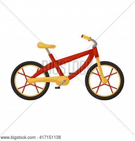 Child Bicycle Isolated Cartoon Icon. Vector Illustration Children Bike On White Background. Vector C