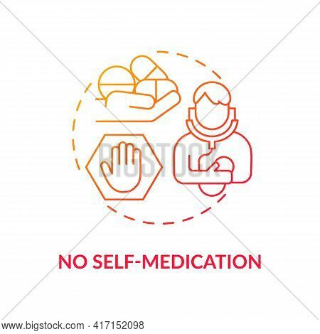 No Self-medication Concept Icon. Liver Health Requirement Idea Thin Line Illustration. Taking Pills 