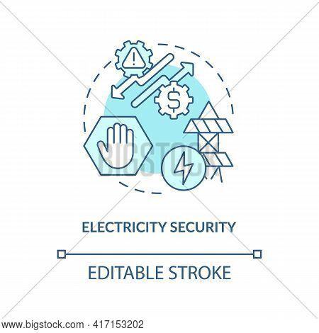 Electricity Security Concept Icon. Energy Security Type Idea Thin Line Illustration. Power System Ab