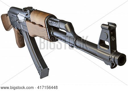 Large Picture Of An Isolated Ak-47 Rifle With Many Details.