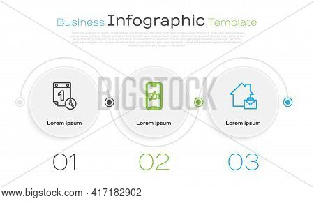 Set Line Time Management, Video Camera Off On Mobile And Online Working. Business Infographic Templa