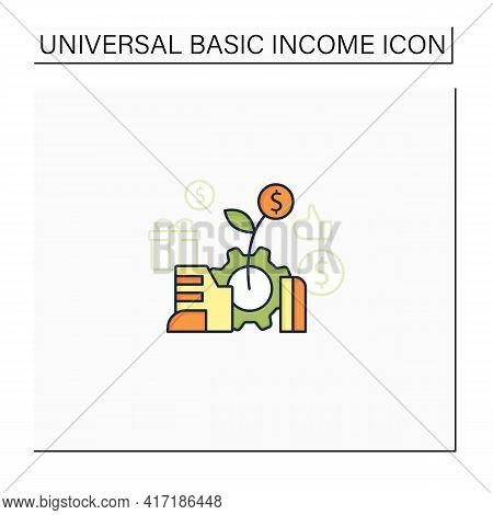 Economic Expansion Color Icon.increase In Economic Level Activity. Rise In Gdp. Universal Basic Inco