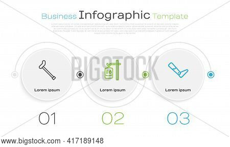 Set Line Walking Stick Cane, Iv Bag And Prosthesis Leg. Business Infographic Template. Vector
