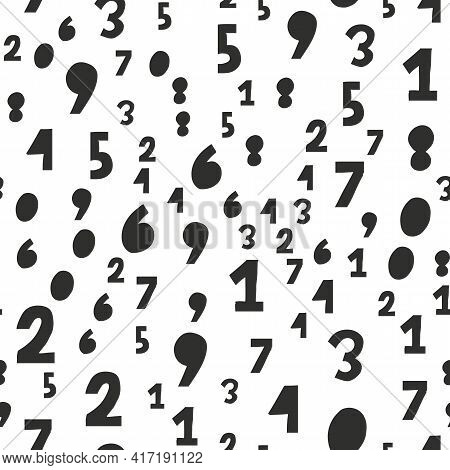 Numbers. Seamless Vector Wallpaper On White Hand Draw