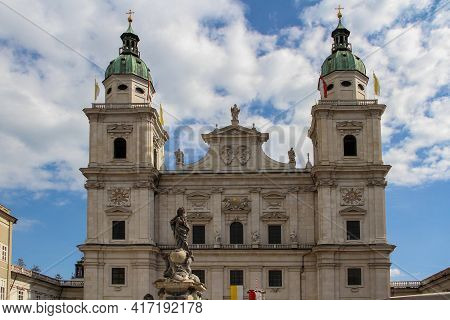 Cathedral In The City Of Salsburg, Austria.