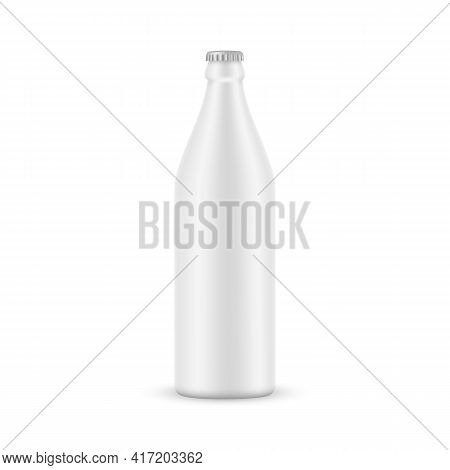 500ml Blank Clay Beer Bottle Mockup Isolated On White Background. Vector Illustration