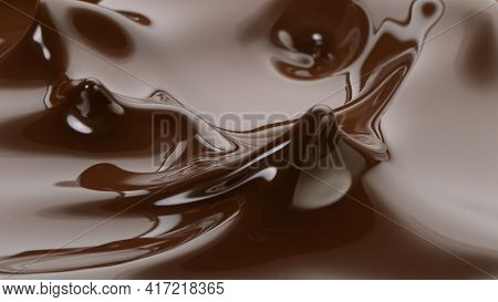 Splashing hot chocolate texture, close-up.