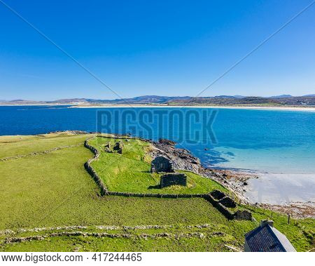 Aerial View Of Dunmore Head By Portnoo In County Donegal, Ireland.