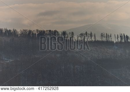 Ilsko Mountain In Beskidy, Poland. View From Zar Mountain (pol. Góra Żar)