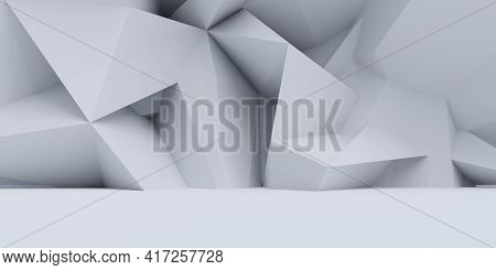 White Abstract Wall Futuristic Architecture Background 3d Render Illustration
