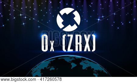 Abstract Futuristic Technology Background Of 0x (zrx) Digital Cryptocurrency