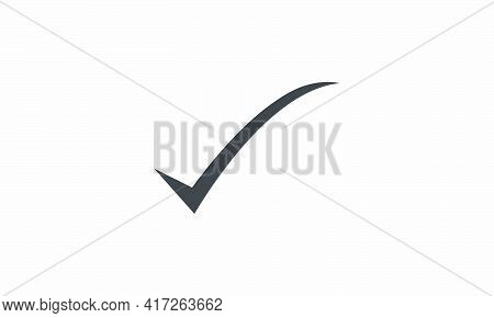 Curved Checkmark Icon. Isolated On White Background.