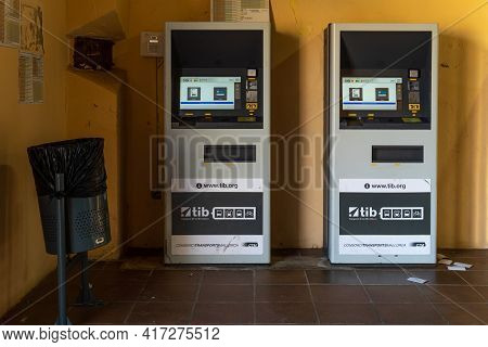 Sineu, Spain; April 14 2021: General View Of The Interior Of The Train Station In The Majorcan Town 