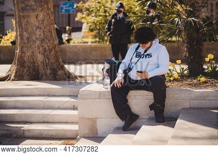 Westminster, London | Uk -  2021.04.17: Young Photographer At The Kill The Bill Protest