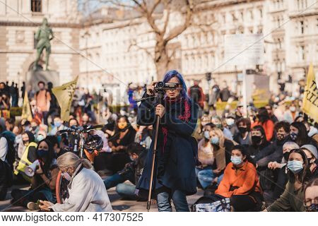 Westminster, London | Uk -  2021.04.17: Photographer At The Kill The Bill Protest