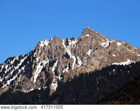 Rocky Alpine Mountain Peak Le Chamossaire Located In A Mountain Massif Of The Bernese Alps (alpes Be
