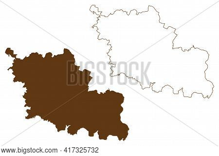 Oder-spree District (federal Republic Of Germany, Rural District, State Of Brandenburg) Map Vector I