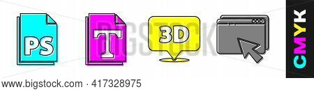 Set Ps File Document, Text File Document, Speech Bubble With Text 3d And Web Design And Development 