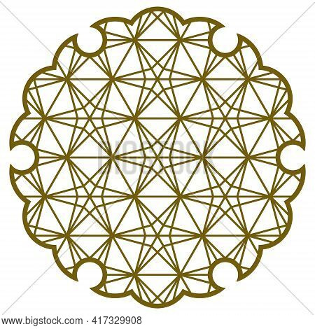 Yukiwa Flower With Pattern In Japanese Style Of Kumiko Zaiku. Design Element For Laser Cutting And P