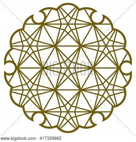 Yukiwa Flower With Pattern In Japanese Style Of Kumiko Zaiku. Design Element For Laser Cutting And P