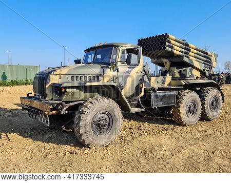 Bm-21 Grad Soviet Truck-mounted 122 Mm Multiple Rocket Launcher - Baku, Azerbaijan, 04-16-2021
