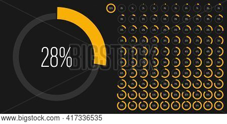 Set Of Circle Percentage Diagrams Meters From 0 To 100 Ready-to-use For Web Design, User Interface U