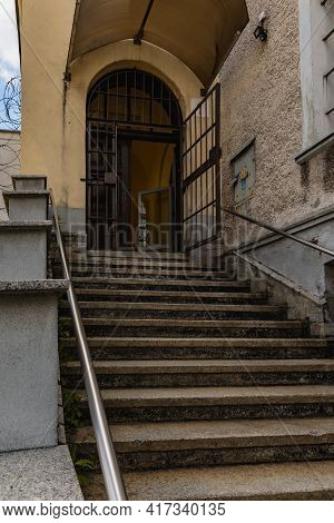 Walbrzych, Poland - June 15 2020: Facade Of Buildings Of Old Prison Custody