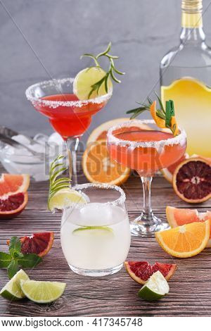 Drinks And Cocktails With Tequila-based Different Citrus Fruits