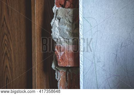 Typical Setting For An Impromptu Renovation. Brick Wall