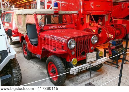 Reims, France - September 16, 2019: Vintage Car Hotchkiss-willys M201 In The Reims-champagne Automob