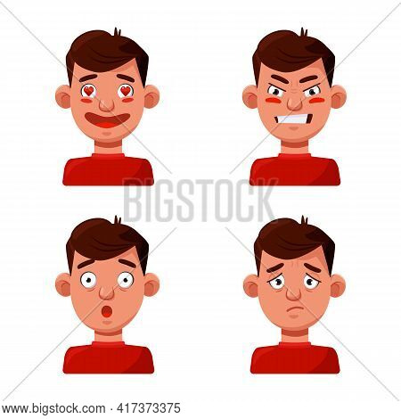 Vector Illustration Of Face And Boy Icon. Set Of Face And Young Stock Vector Illustration.