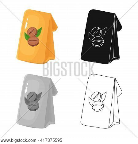 Vector Illustration Of Coffee And Package Logo. Set Of Coffee And Pack Vector Icon For Stock.