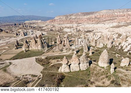 Volcanic Rock Formations Fairy Chimneys In Cappadocia