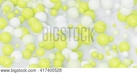 Abstract Lime And White Balls Spheres 3d Render Illustration