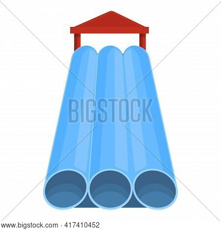 Water Park Slide Pipes Icon. Cartoon Of Water Park Slide Pipes Vector Icon For Web Design Isolated O