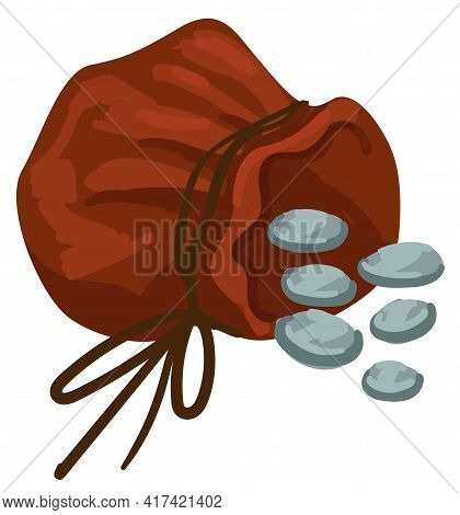 Bag With Thread And Silver Coins, Money In Sack