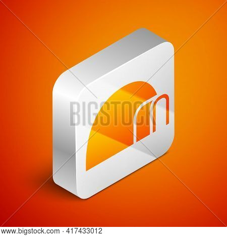 Isometric Igloo Ice House Icon Isolated On Orange Background. Snow Home, Eskimo Dome-shaped Hut Wint