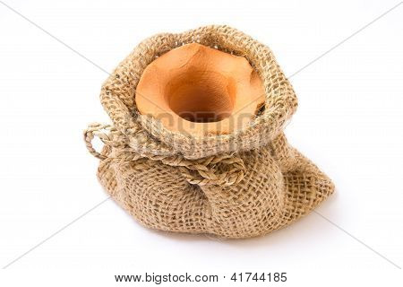 Burlap Sack Clay Pots