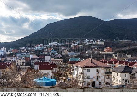 Panoramic View Of The Small Village Of Myskhako, Located On The Black Sea Coast Near Mount Koldun In