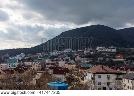 Panoramic View Of The Small Village Of Myskhako, Located On The Black Sea Coast Near Mount Koldun In