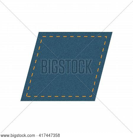 Blue Denim Design With Parallelogram With Stitcher.