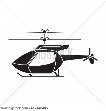 Helicopter Vector Black Icon. Vector Illustration Helicopter On White Background. Isolated Black Ill