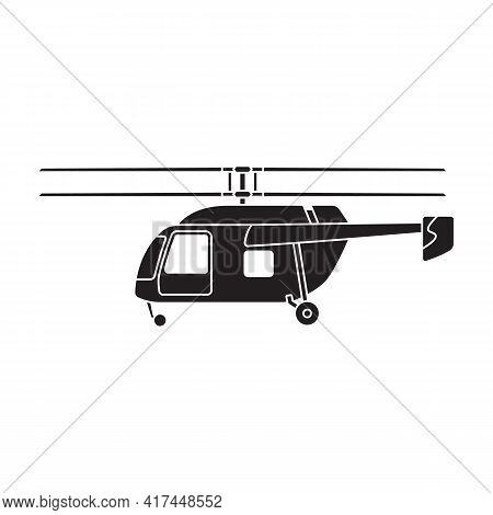 Helicopter Vector Black Icon. Vector Illustration Helicopter On White Background. Isolated Black Ill