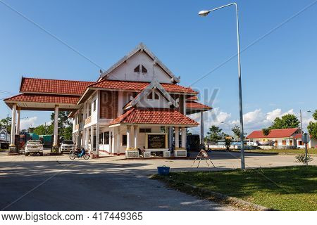 Phongsaly Province, Laos - November 25, 2018: The Border Between Laos And Vietnam. International Imm