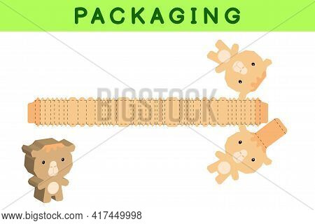 Party Favor Box Die Cut Camel Design For Sweets, Candies, Small Presents, Bakery. Package Template, 